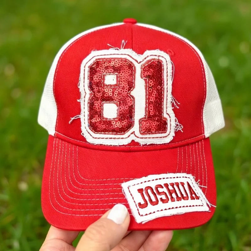Custom Sequin Number or Letter Hat Applique Embroidery Hat