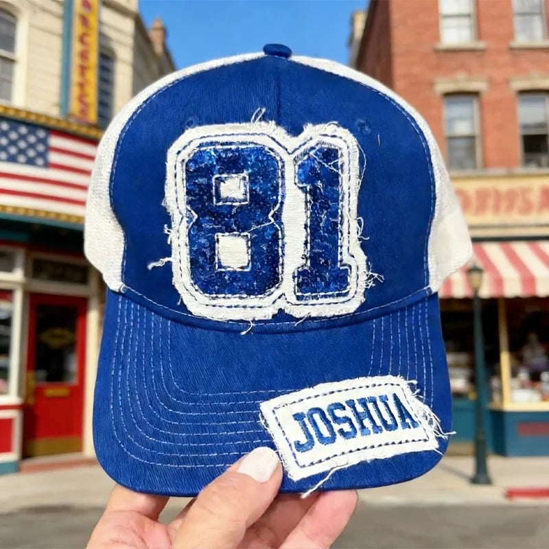 Custom Sequin Number or Letter Hat Applique Embroidery Hat