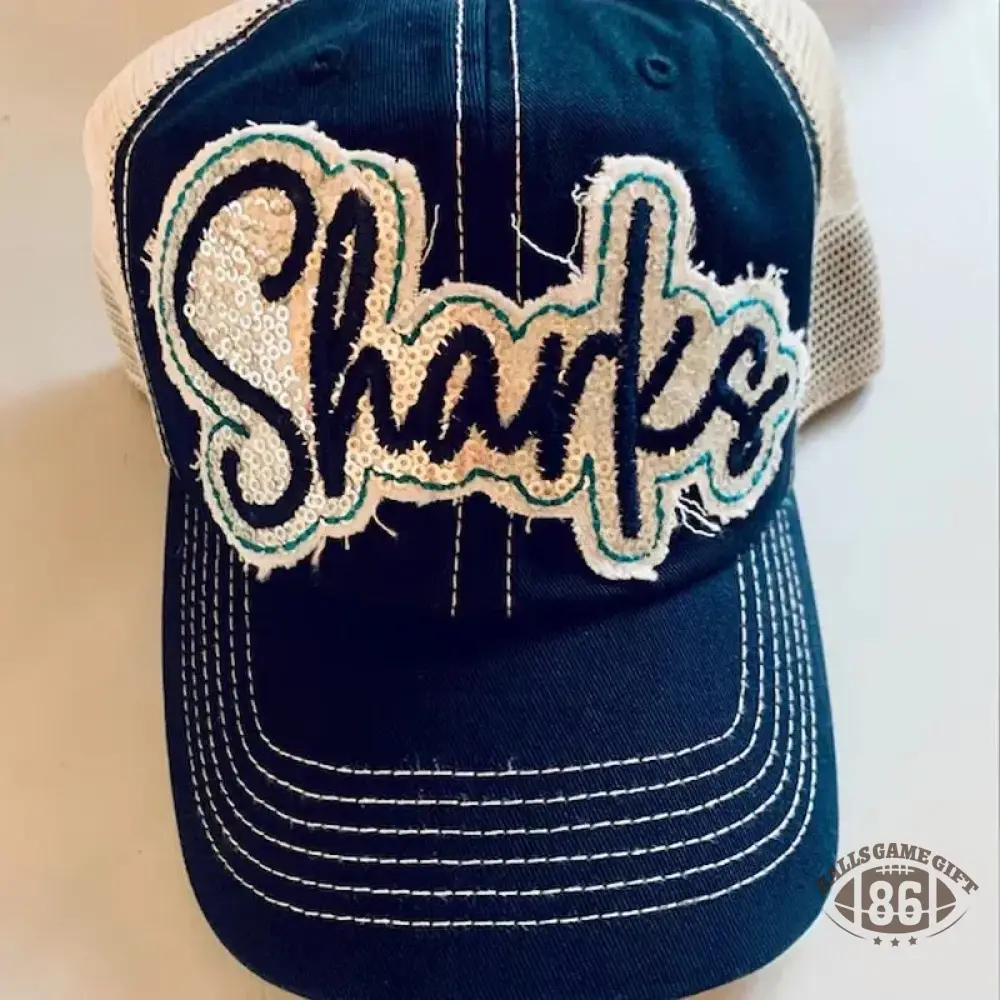 Custom Sequin Applique Script Team or School Name Cap Embroidery Sport Hat