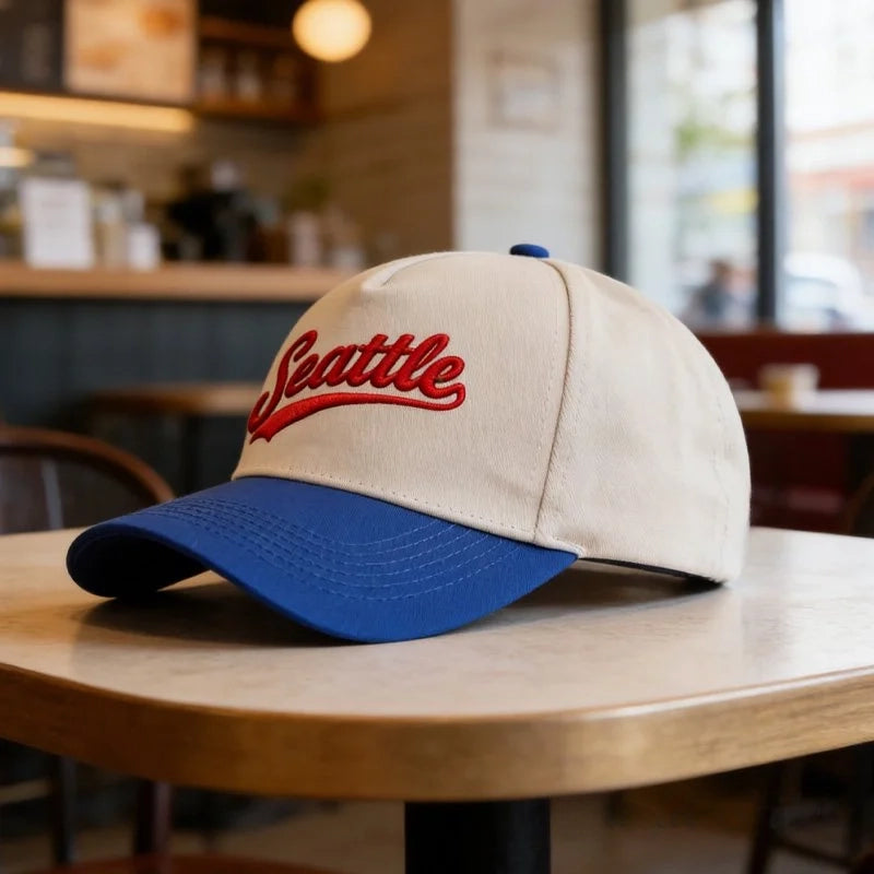 Personalized Custom Text Embroidery Cap Vintage Style Seattle Hat