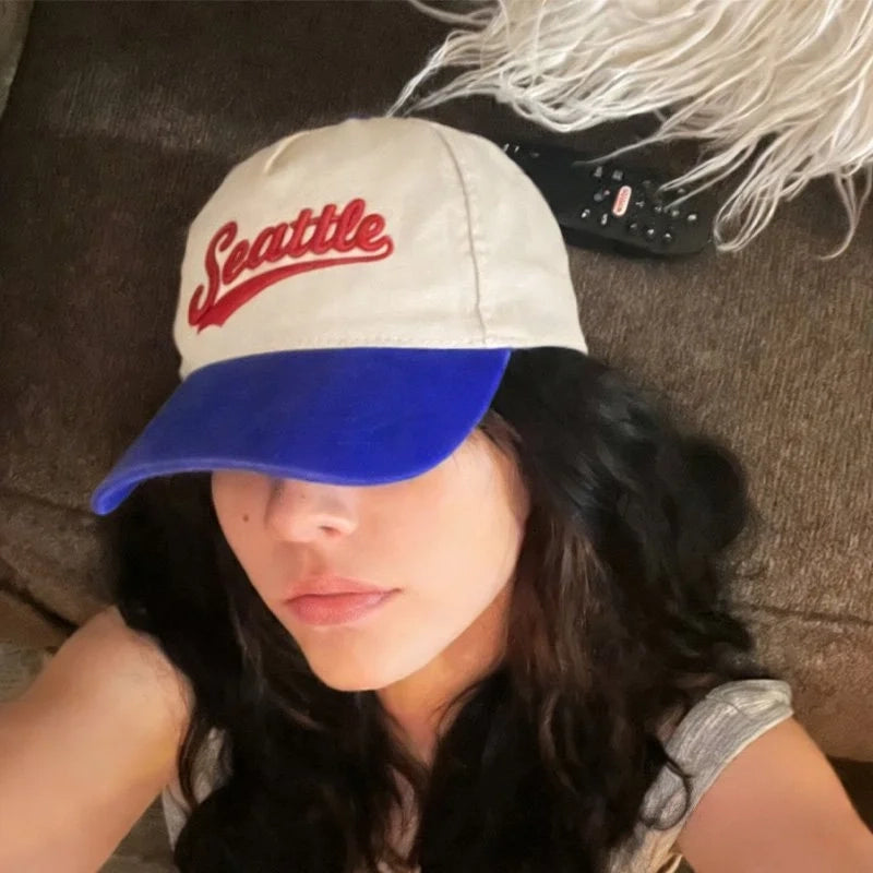 Personalized Custom Text Embroidery Cap Vintage Style Seattle Hat