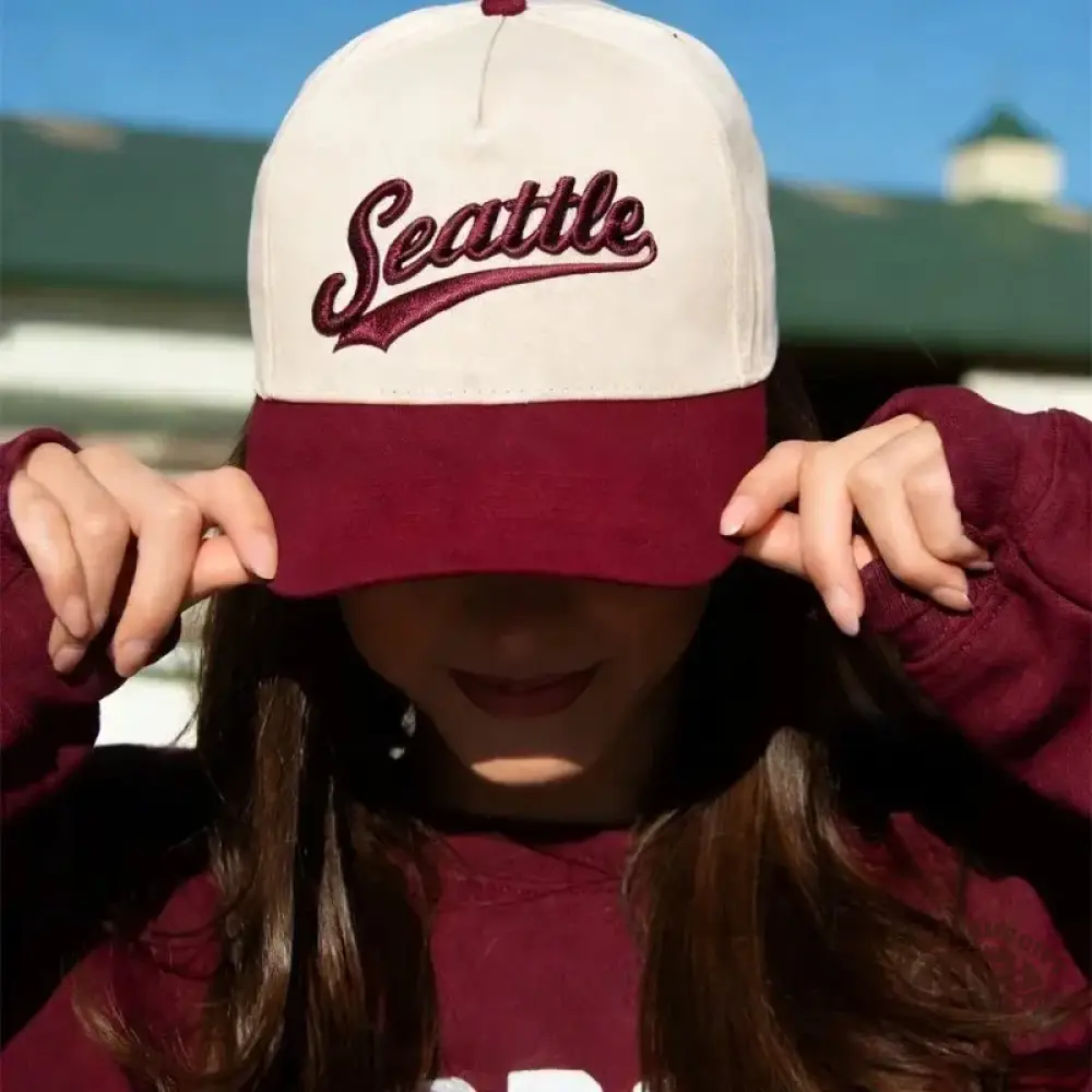 Personalized Custom Text Embroidery Cap Vintage Style Seattle Hat