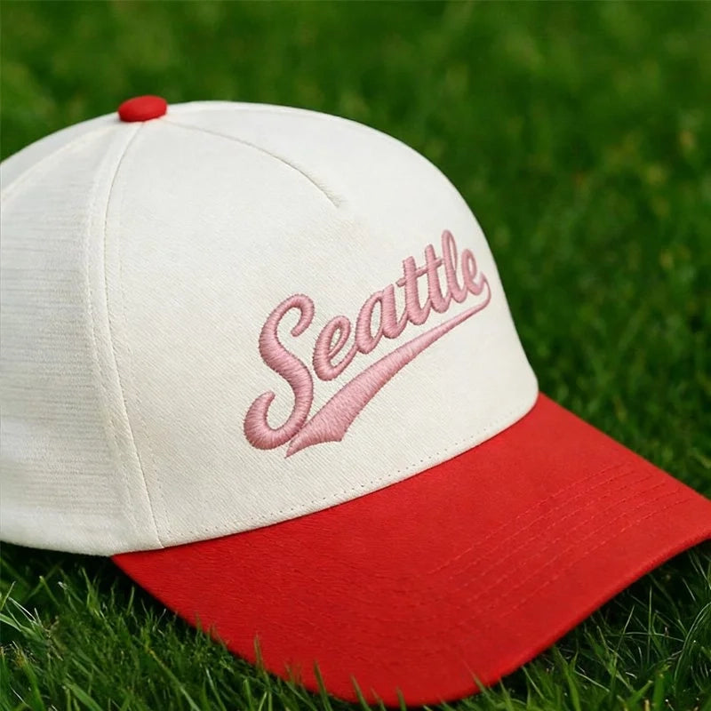 Personalized Custom Text Embroidery Cap Vintage Style Seattle Hat