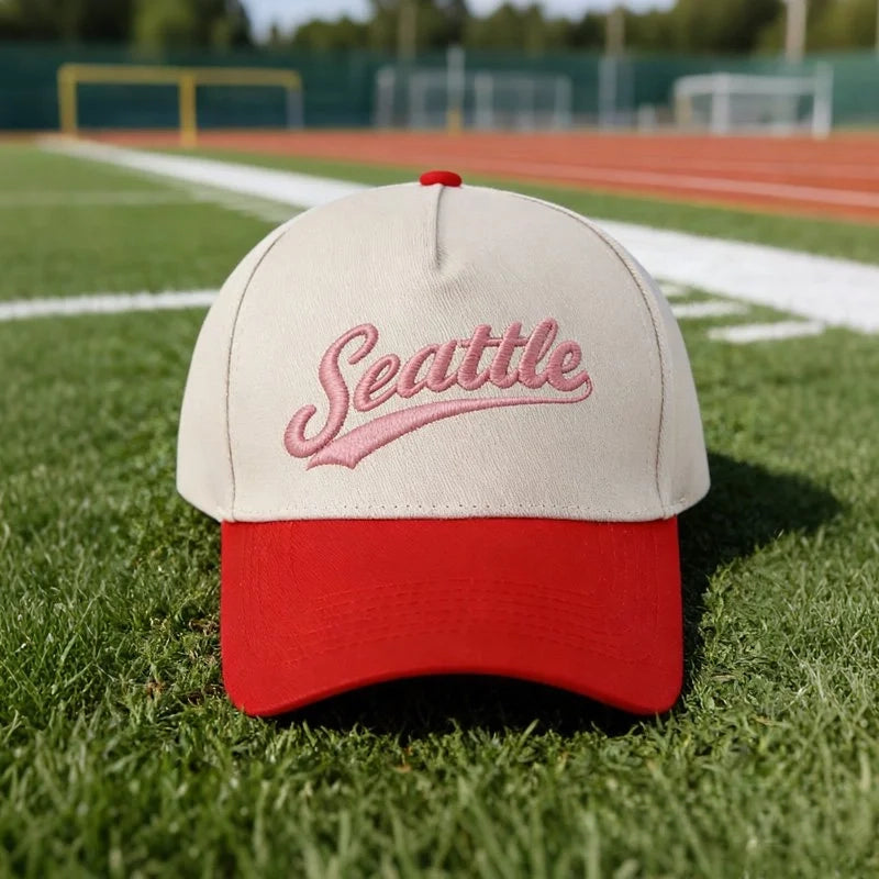 Personalized Custom Text Embroidery Cap Vintage Style Seattle Hat