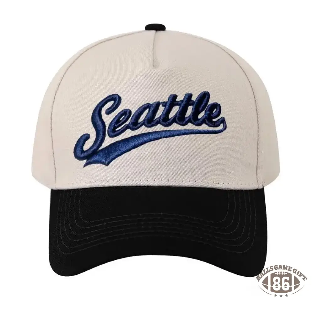 Personalized Custom Text Embroidery Cap Vintage Style Seattle Hat