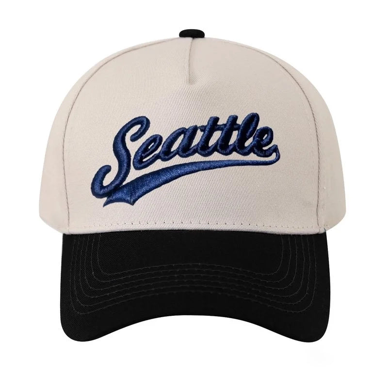 Personalized Custom Text Embroidery Cap Vintage Style Seattle Hat