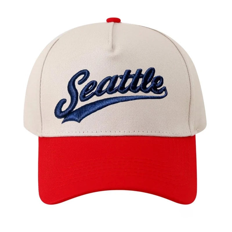 Personalized Custom Text Embroidery Cap Vintage Style Seattle Hat