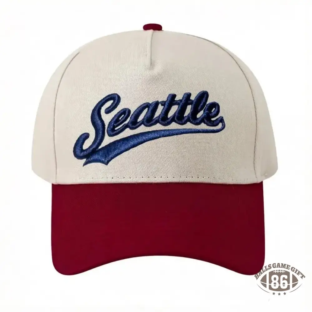 Personalized Custom Text Embroidery Cap Vintage Style Seattle Hat
