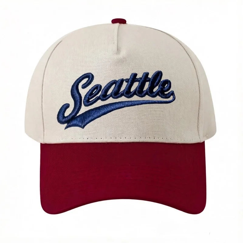 Personalized Custom Text Embroidery Cap Vintage Style Seattle Hat