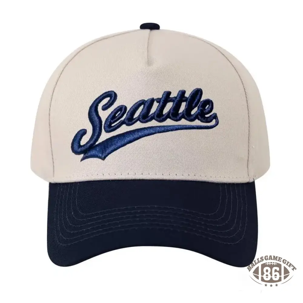 Personalized Custom Text Embroidery Cap Vintage Style Seattle Hat