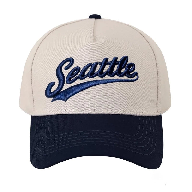 Personalized Custom Text Embroidery Cap Vintage Style Seattle Hat