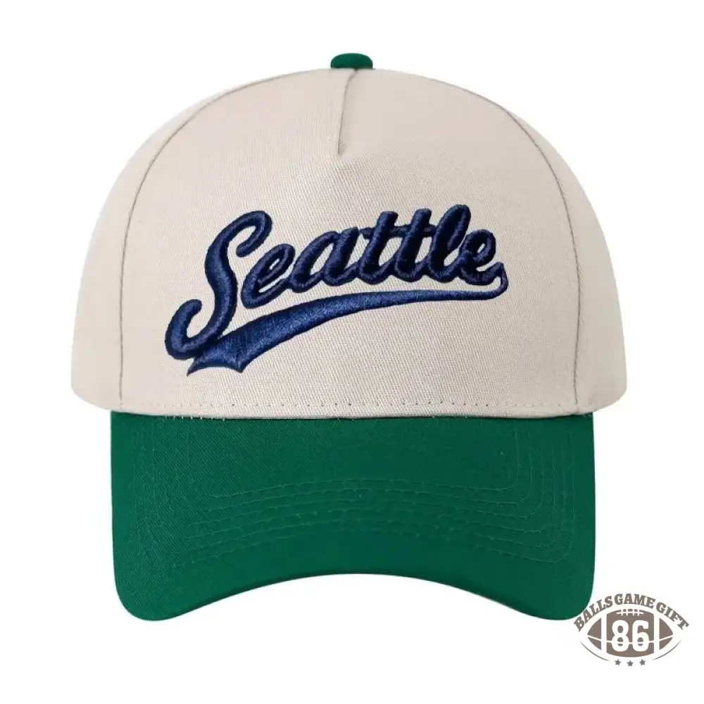 Personalized Custom Text Embroidery Cap Vintage Style Seattle Hat