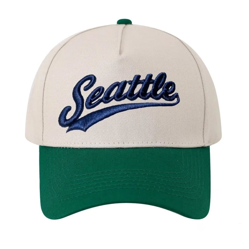 Personalized Custom Text Embroidery Cap Vintage Style Seattle Hat