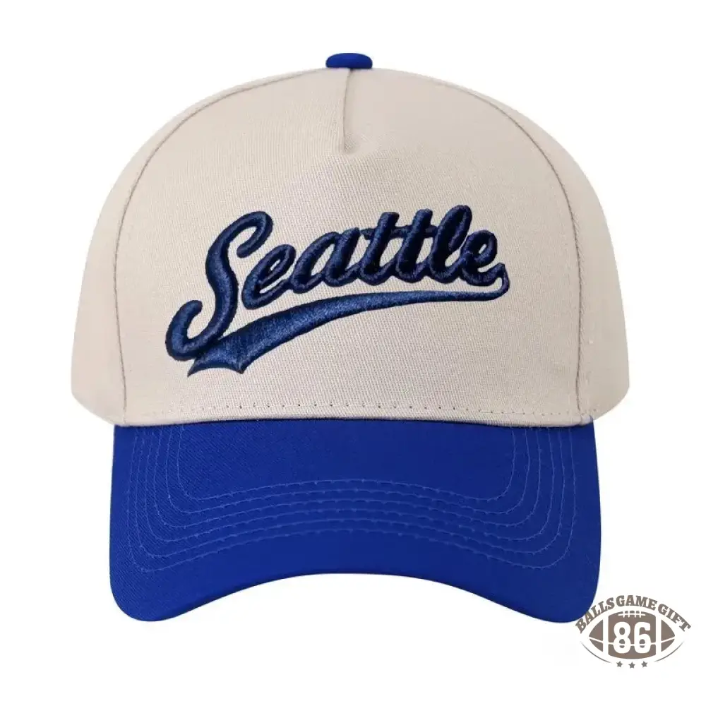 Personalized Custom Text Embroidery Cap Vintage Style Seattle Hat