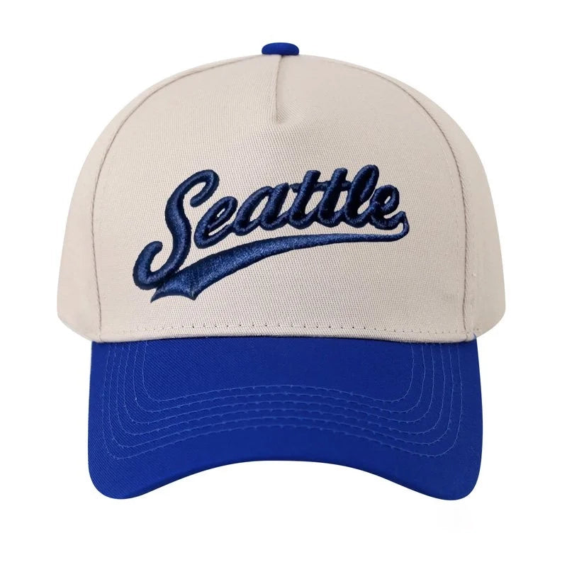 Personalized Custom Text Embroidery Cap Vintage Style Seattle Hat