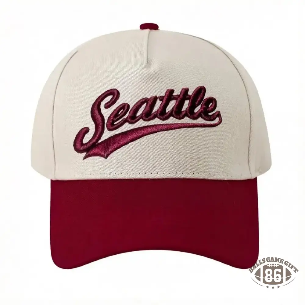 Personalized Custom Text Embroidery Cap Vintage Style Seattle Hat