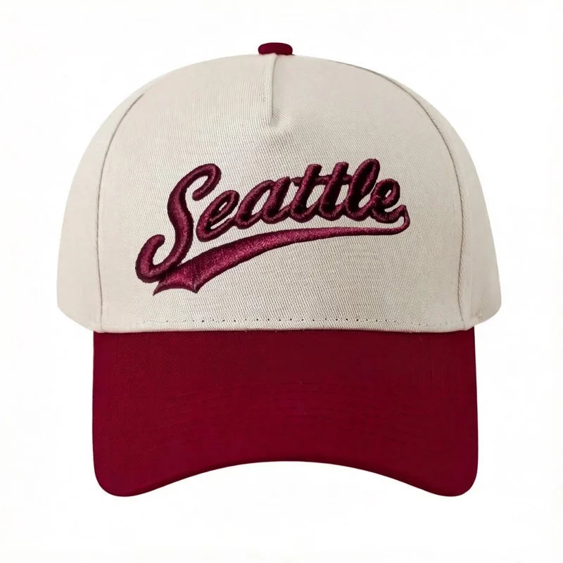 Personalized Custom Text Embroidery Cap Vintage Style Seattle Hat