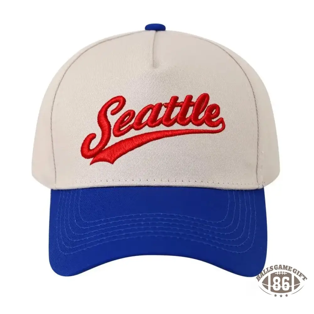 Personalized Custom Text Embroidery Cap Vintage Style Seattle Hat
