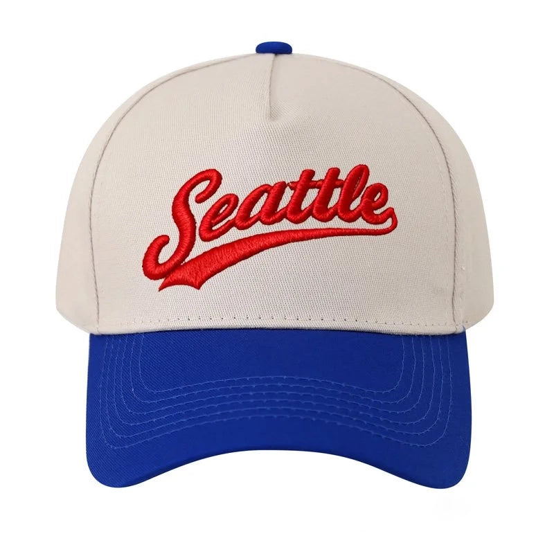 Personalized Custom Text Embroidery Cap Vintage Style Seattle Hat