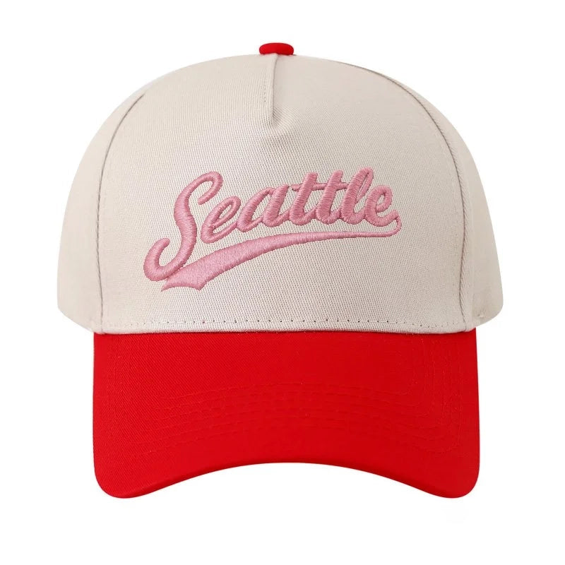 Personalized Custom Text Embroidery Cap Vintage Style Seattle Hat
