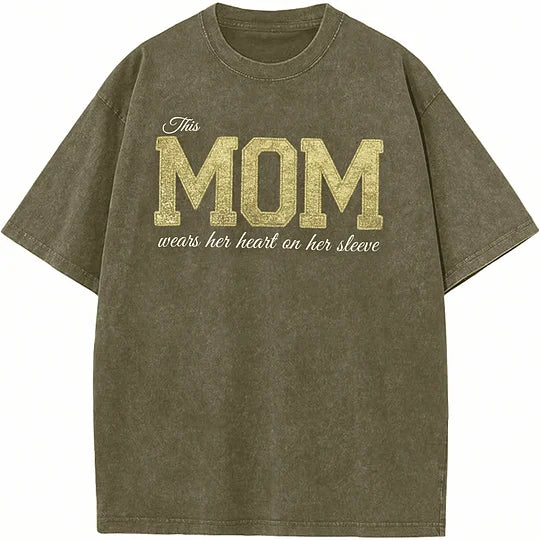 Custom Mama Glitter Embroidered Washed Sweatshirt with Kids' Names  Mother's Day Gift
