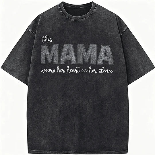 Custom Mama Glitter Embroidered Washed Sweatshirt with Kids' Names  Mother's Day Gift