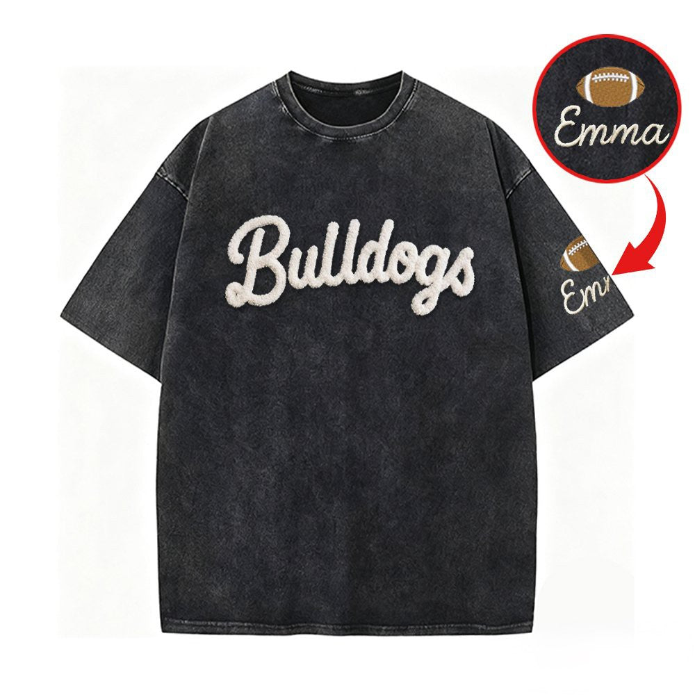 Personalized Chenille YARN EMBROIDERED Game Day Washed T-shirt