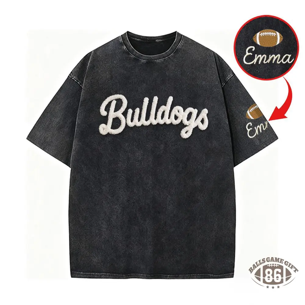 Personalized Chenille YARN EMBROIDERED Game Day Washed T-shirt