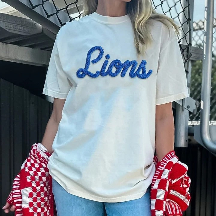 Personalized Chenille YARN EMBROIDERED Game Day Washed T-shirt