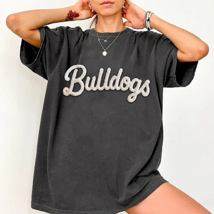 Personalized Chenille YARN EMBROIDERED Game Day Washed T-shirt