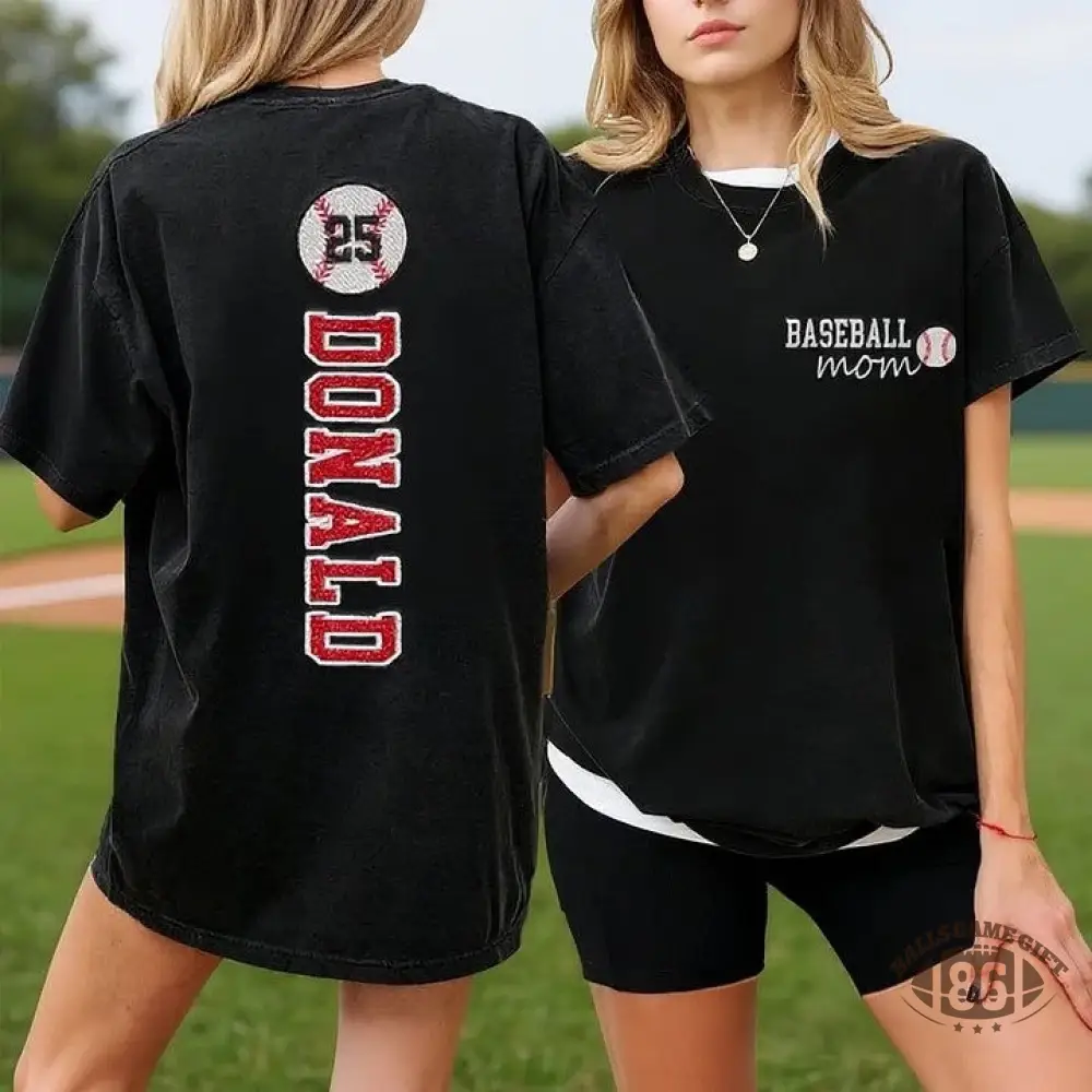 Baseball Mom Washed T-Shirt Glitter Embroidery Name or Team Name Shirt