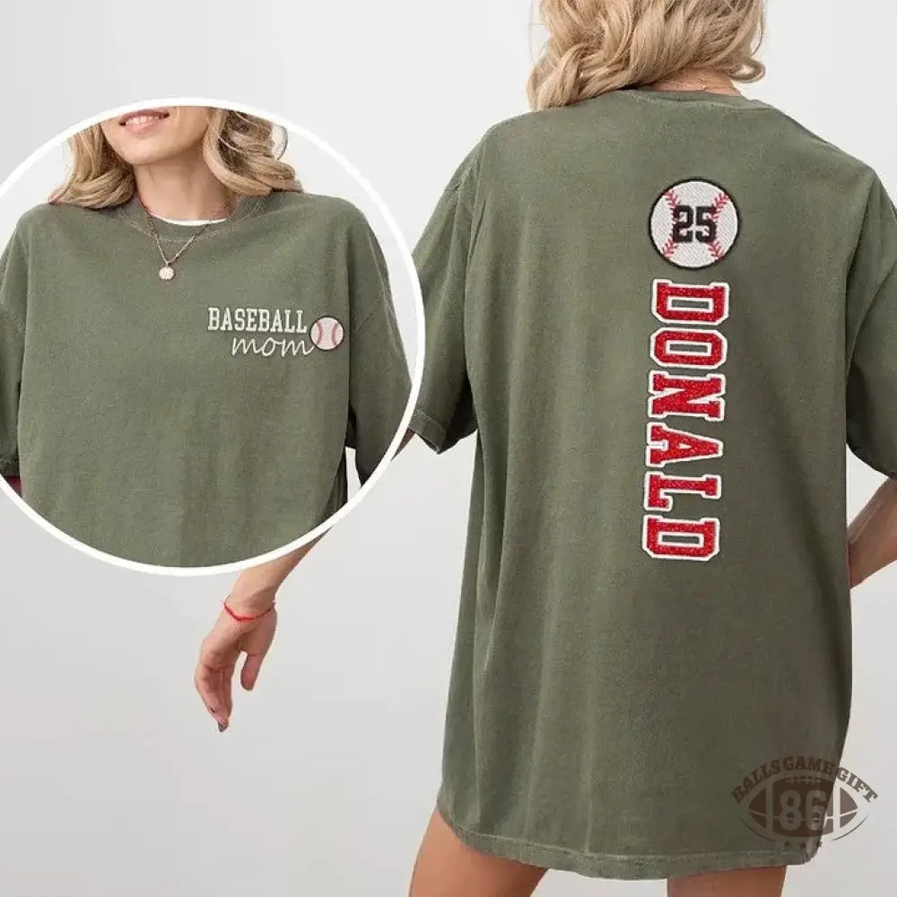 Baseball Mom Washed T-Shirt Glitter Embroidery Name or Team Name Shirt