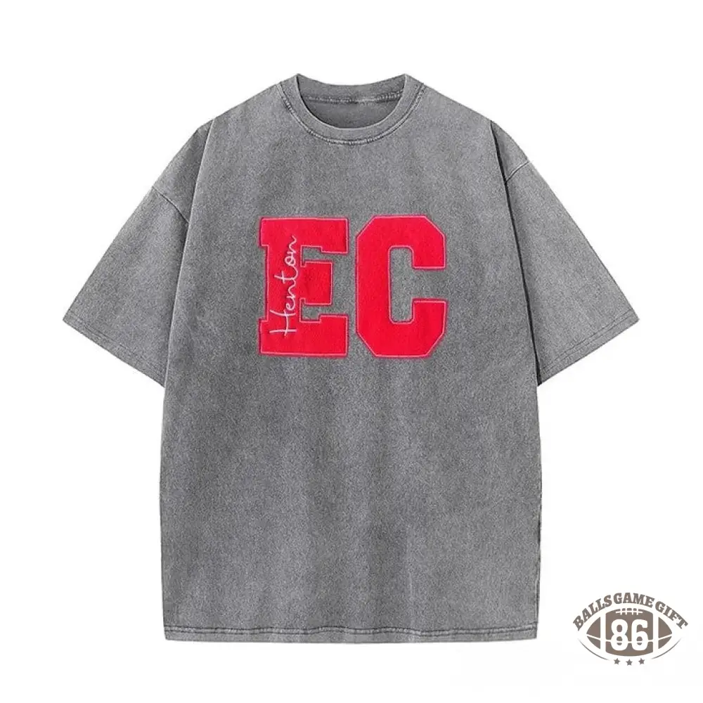 Personalized Sports Number Embroidered Washed T-Shirt for Team or Player Gifts for Sports Mom