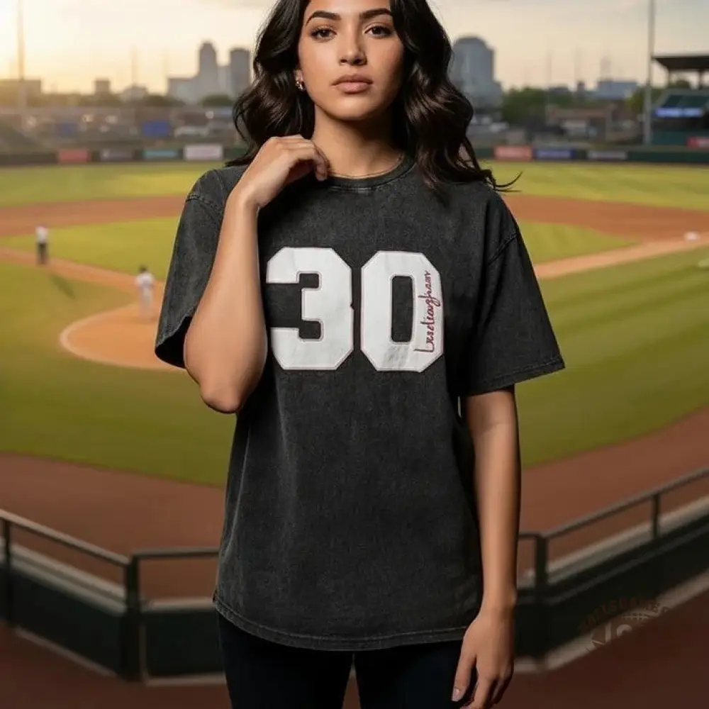 Personalized Sports Number Embroidered Washed T-Shirt for Team or Player Gifts for Sports Mom