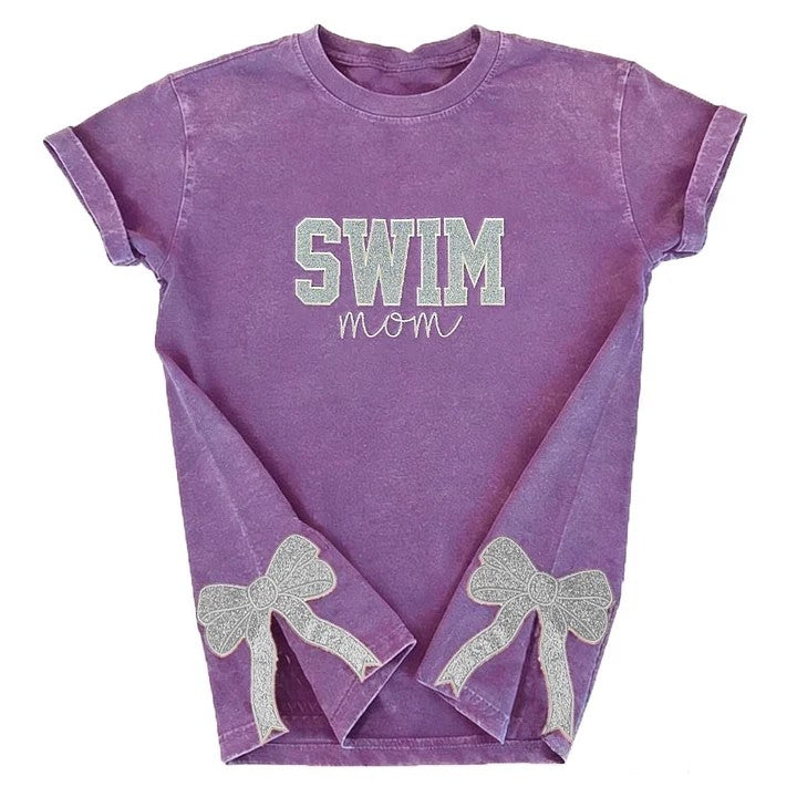 Custom Embroidered Swim Mom Washed T-Shirt Swim Mom Vintage Apparel
