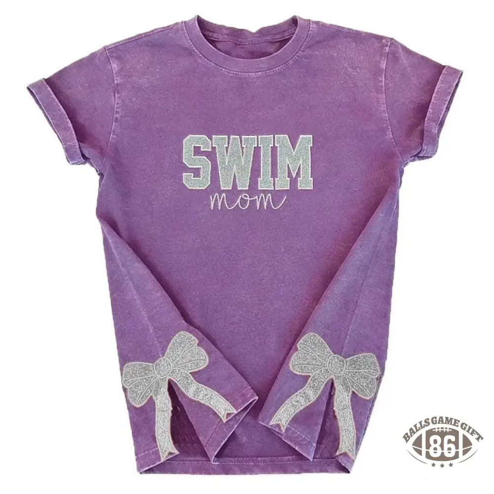 Custom Embroidered Swim Mom Washed T-Shirt Swim Mom Vintage Apparel