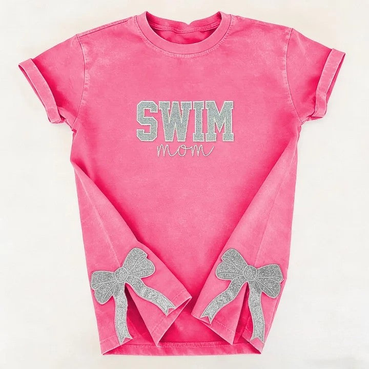 Custom Embroidered Swim Mom Washed T-Shirt Swim Mom Vintage Apparel