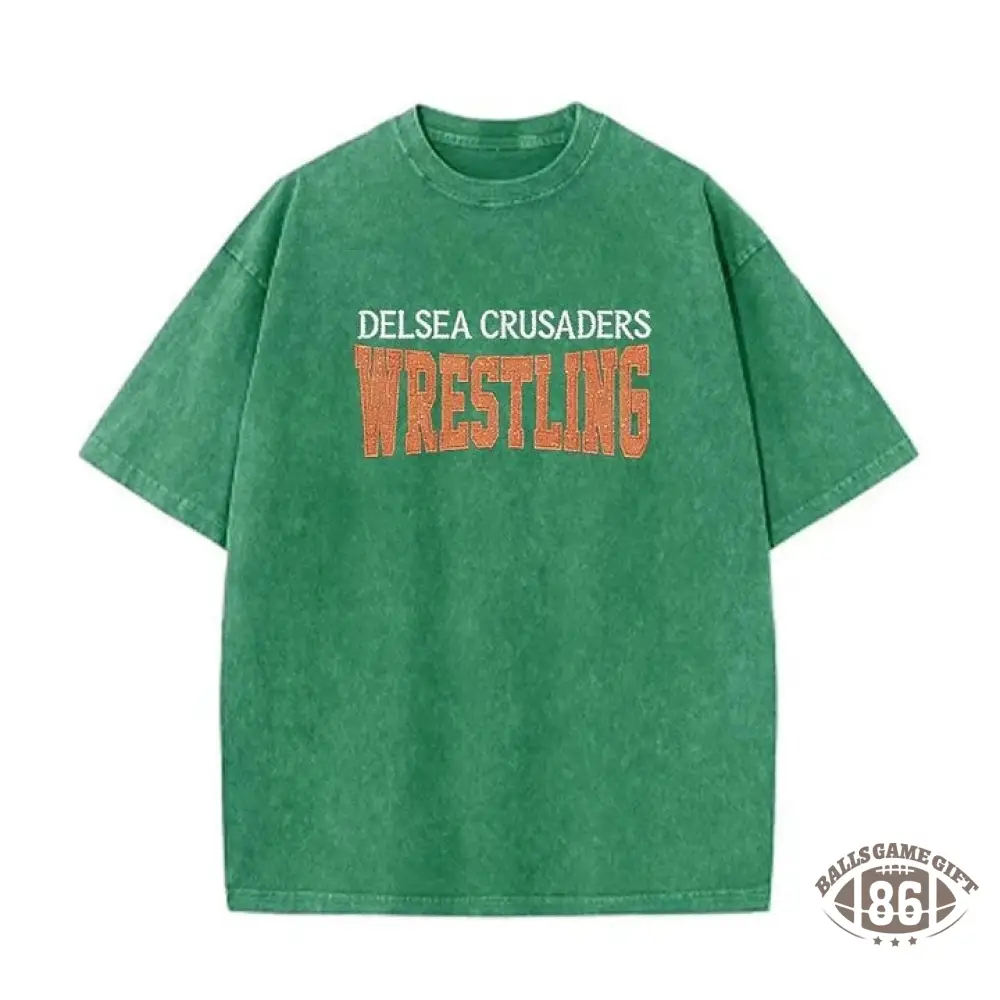 Custom Glitter Wrestling Distressed Sports Team T-shirt with Glitter Side Bow Detail