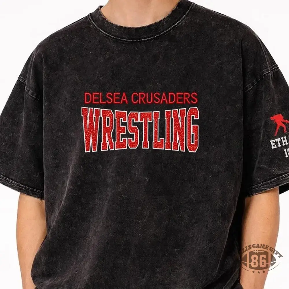 Custom Glitter Wrestling Distressed Sports Team T-shirt with Glitter Side Bow Detail