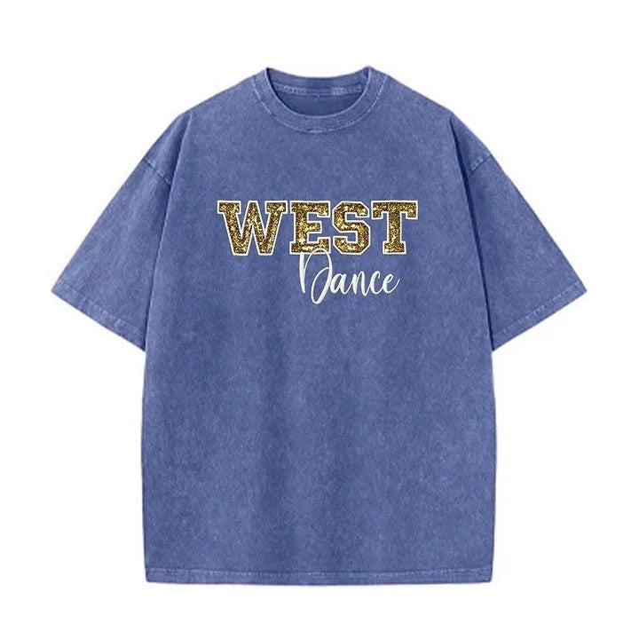 Custom Sequin Dance Distressed Sports Team T-shirt with Sequin Side Bow Detail