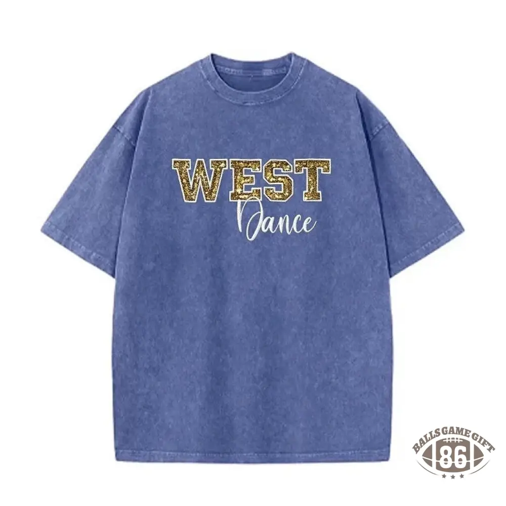 Custom Sequin Dance Distressed Sports Team T-shirt with Sequin Side Bow Detail