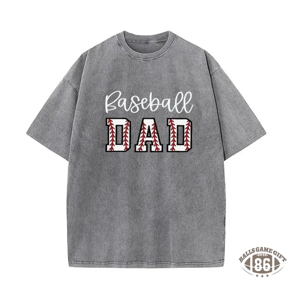 Baseball DAD or MOM Applique Embroidery Personalized Washed T-Shirt Gifts for Sports Mom