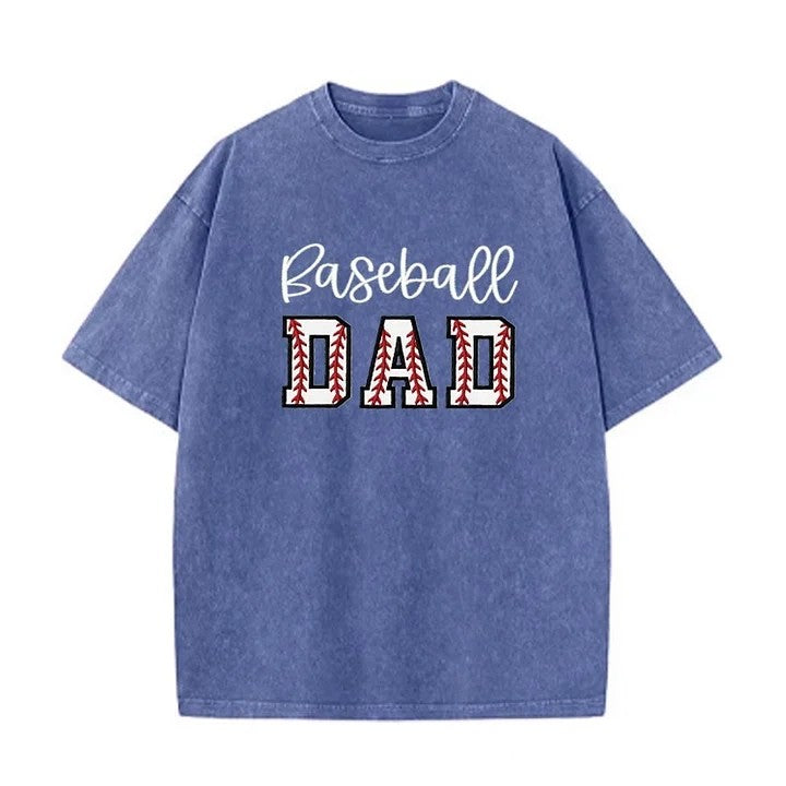 Baseball DAD or MOM Applique Embroidery Personalized Washed T-Shirt Gifts for Sports Mom