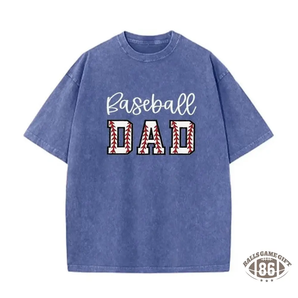 Baseball DAD or MOM Applique Embroidery Personalized Washed T-Shirt Gifts for Sports Mom