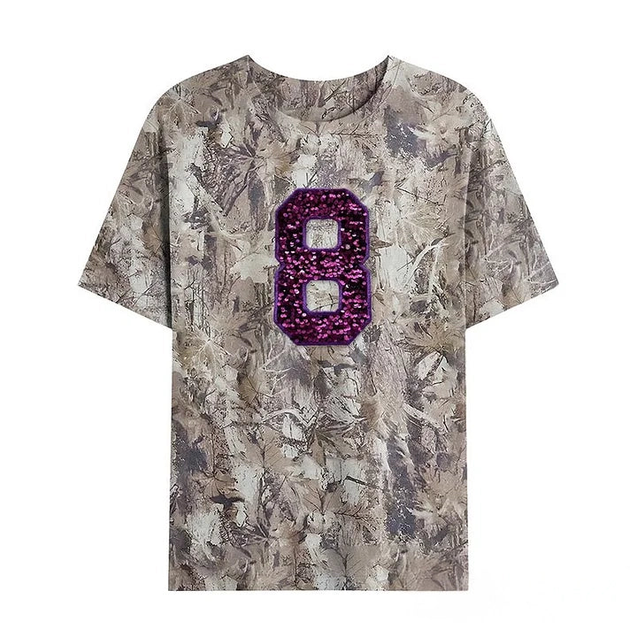 Custom Embroidered Sequin Number Camo T-shirt Sweatshirt and Hoodie