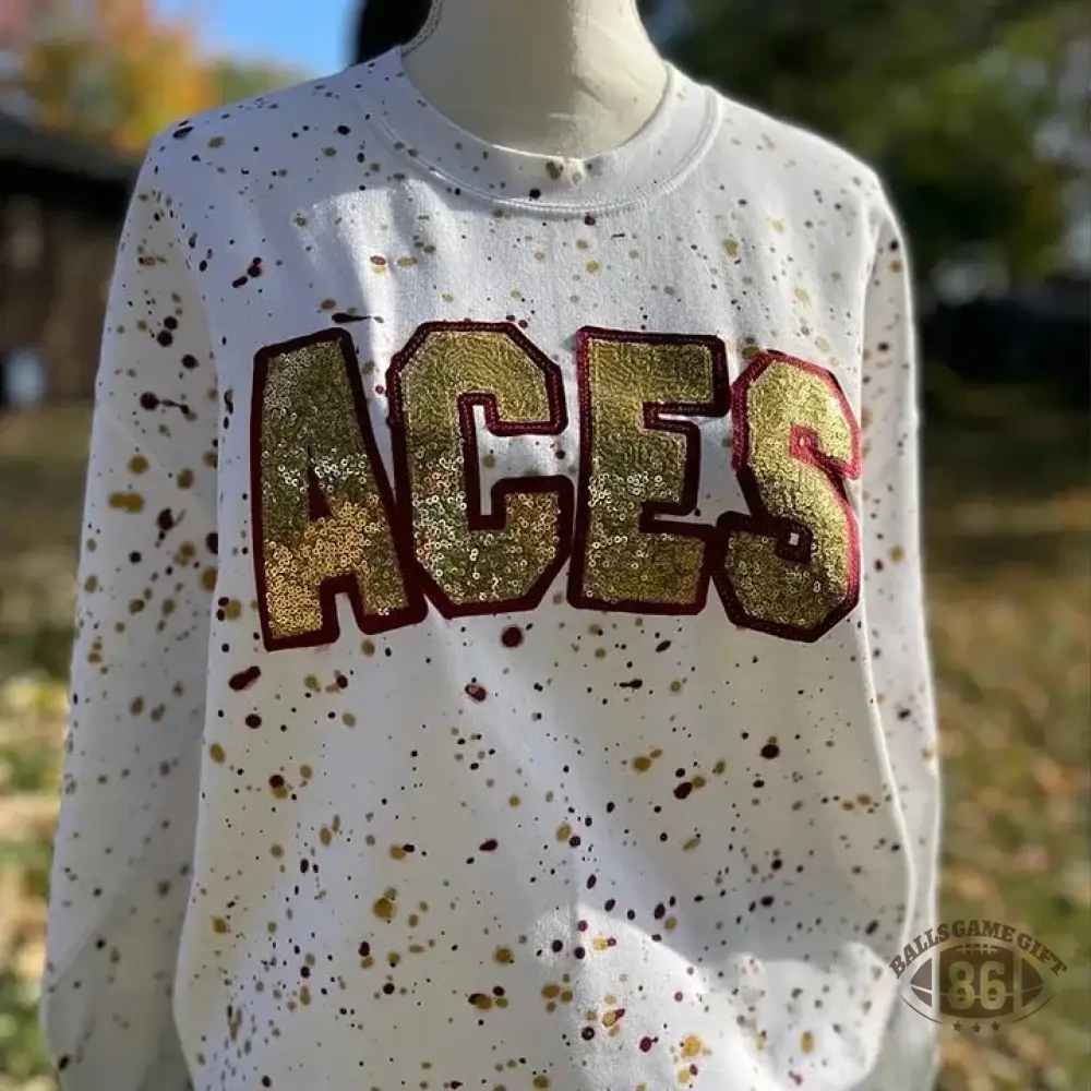 Custom Handmade Dot Mascot shirt Custom Sequin Embroidery Team Name Sweatshirt