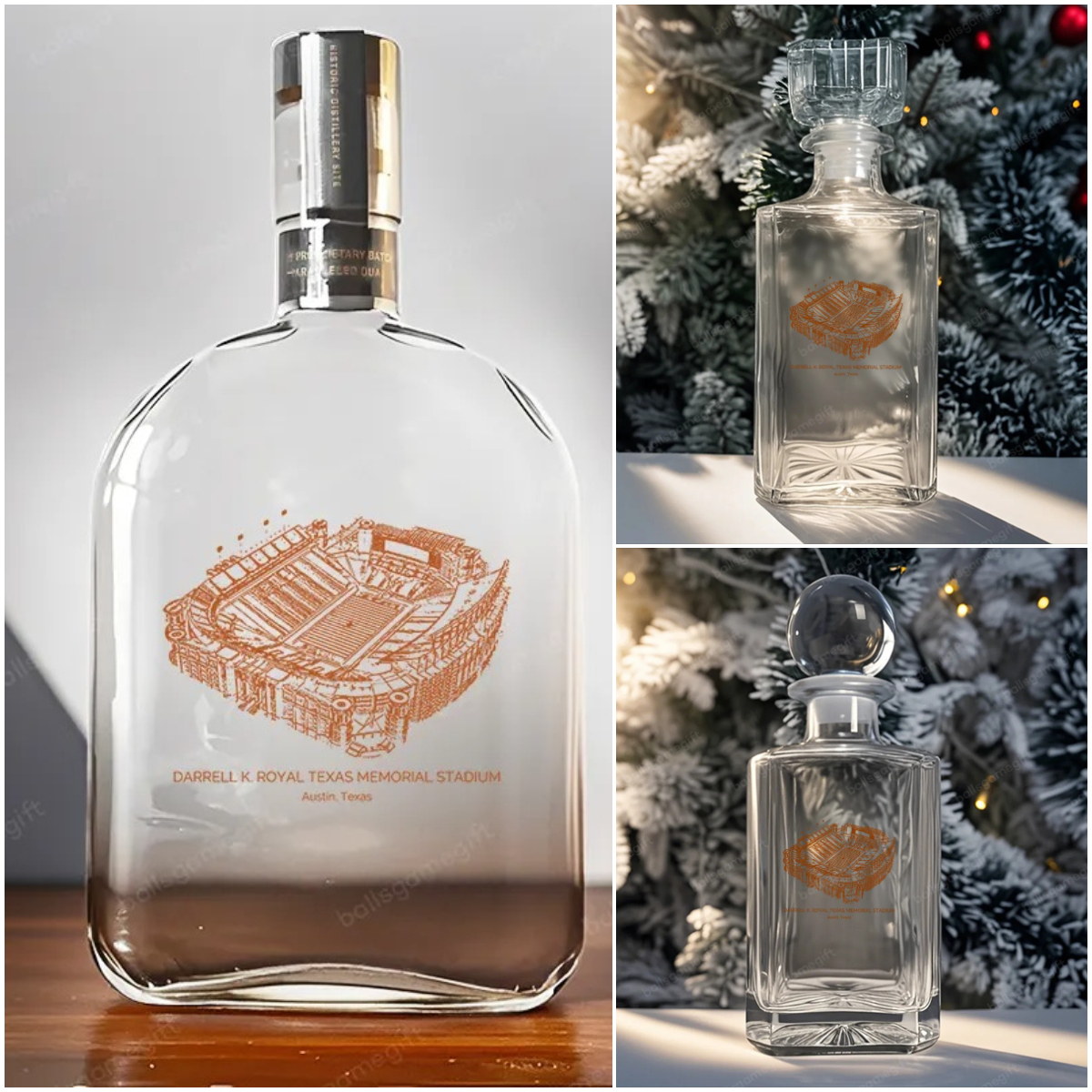 Darrell K Royal–Texas Memorial Stadium - Texas Longhorns Whiskey Bottles