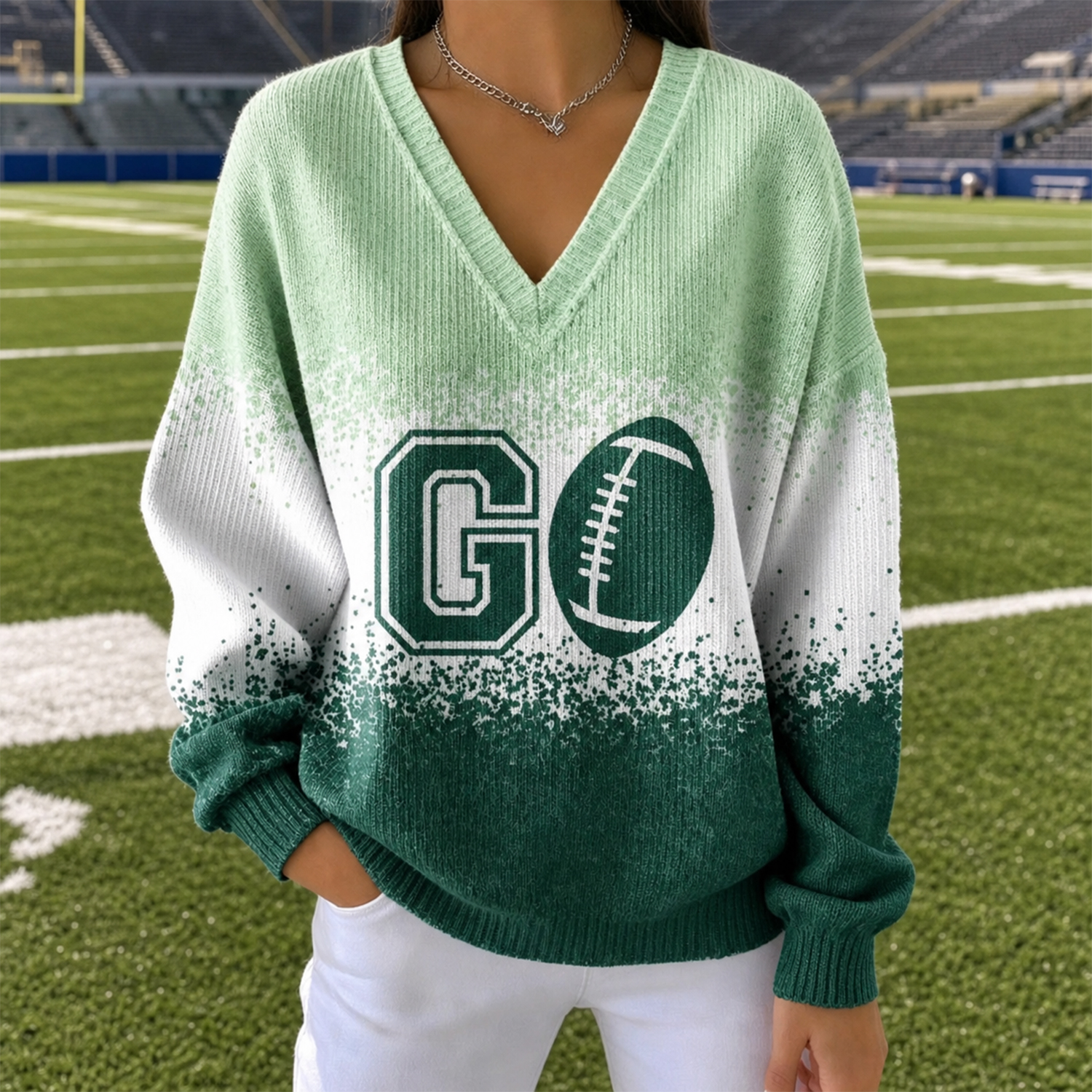 Women's Thanksgiving Game Day Turkey Print Plaid Patchwork Sweatshirt, Relaxed Fit Fall Football Pullover