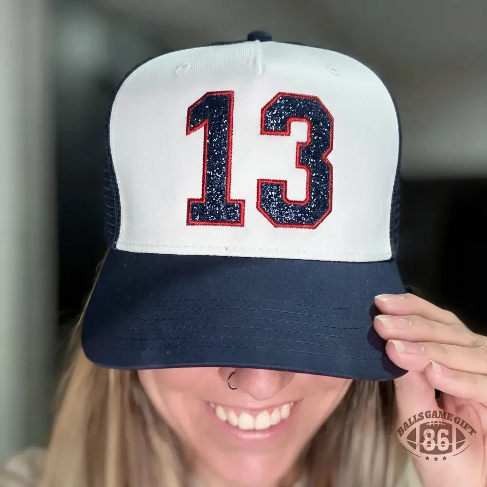 Glitter Sports Hat Custom Number or Letter Game Day Baseball Cap