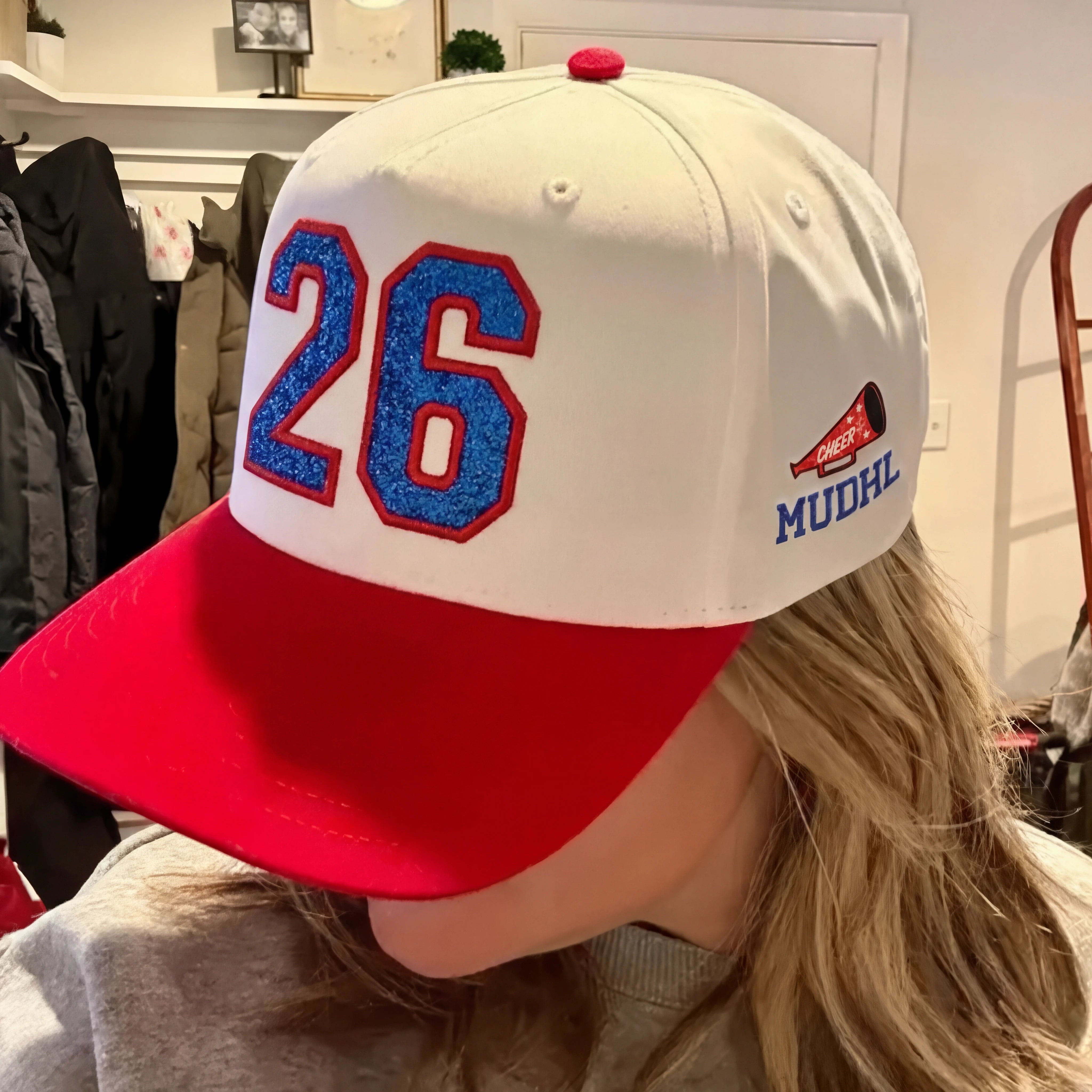 Glitter Sports Hat Custom Number or Letter Game Day Baseball Cap